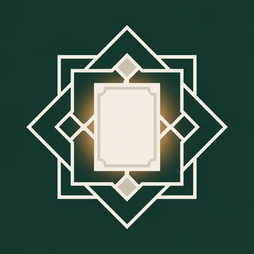 Abstract tile: a soft gold glow rising behind a flat ivory page.